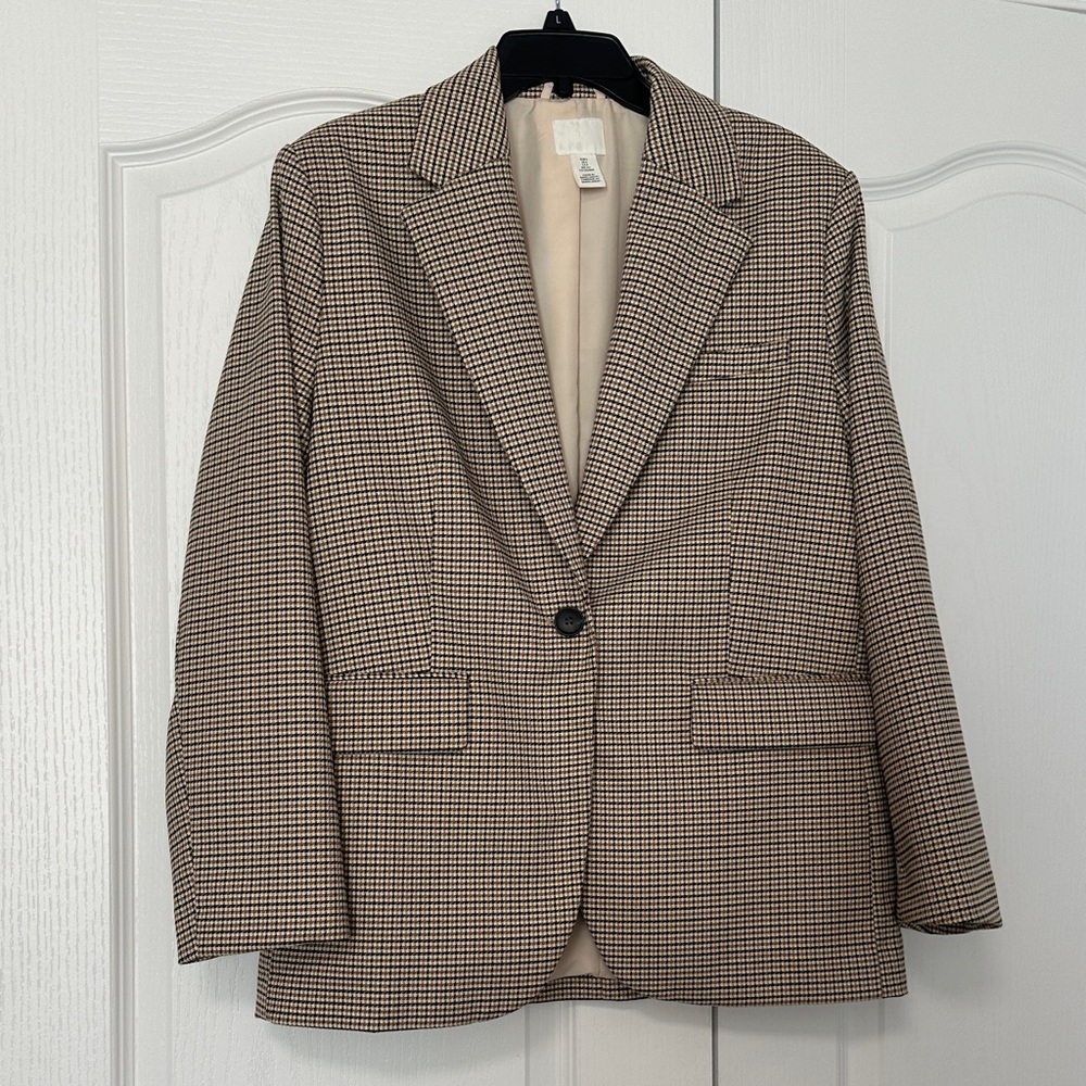 H&M Tan and Black Checkered Blazer